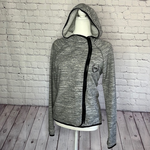 PINK Victoria's Secret Tops - VS PINK Offset Full Zip Heathered Gray Hoodie